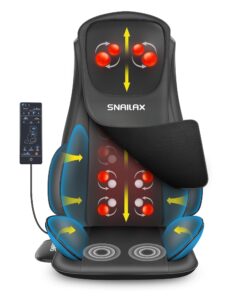 Snailax Shiatsu Neck Back Massager with Heat, Massage Chair Pad with Compression, Full Body Chair Seat Massager for Neck, Back and Shoulders, Gifts for Men, Women