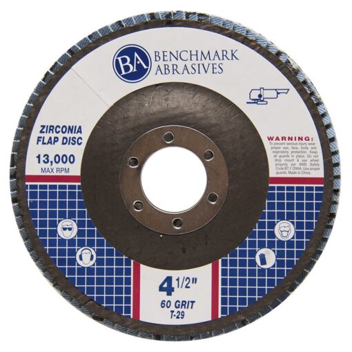 Benchmark Abrasives 4.5" x 7/8" Premium Zirconia T29 Curved Flap Discs 4 1/2 for Angle Grinder, Sanding Discs, Finishing, Rust, Stock Removal- Grinding Wheels 4 1/2 Inch (100 Pack) - 60 Grit - Image 6