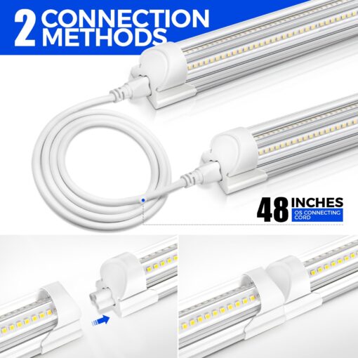 Barrina 8FT LED Shop Light, 100W 15000LM 5000K, Clear Cover Linkable LED Tube Lights, V Shape Integrated T8 Lighting, Ceiling Lights for Garage, Warehouse, Workshop, ETL Listed,10 Pack - Image 5