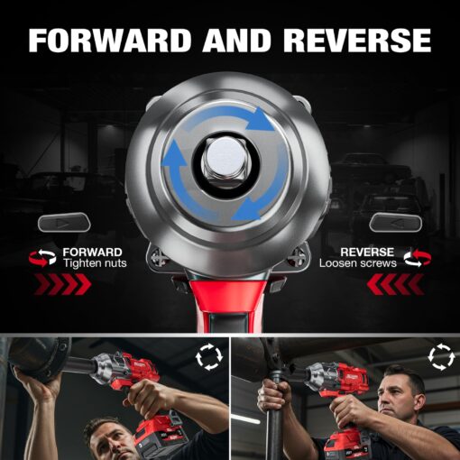 Alloyman Cordless Impact Wrench, 1475Ft-lbs (2000N.m) 1/2 High Torque Brushless Impact Gun, 20V Power Impact Driver, 4000mAh Battery,3 Sockets, Brushless Motor Variable Speeds for Car/Truck RV/Mower - Image 2