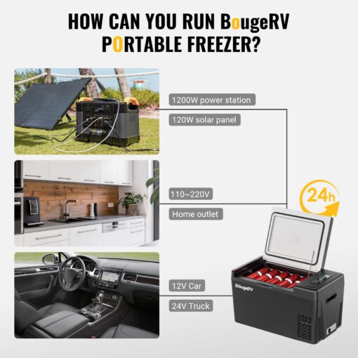 BougeRV 12 Volt Refrigerator 12V Car Fridge 23 Quart Portable Freezer Compressor Cooler 12/24V DC 110~240V AC for Truck Van RV SUV Boat Travel Camping Road Trips Tailgating -7℉~50℉ (Black) - Image 2
