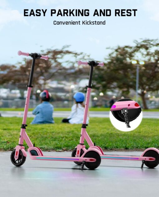 FanttikRide C9 Pro Electric Scooter for Kids 8-12, Adjustable Handlebar Height for Riders 3.9-5.2 ft, 132 lbs, Up to 40 min Continuous Time, 5 Miles Range, 3 Speed Mode 5/8/10 MPH, Pink - Image 2