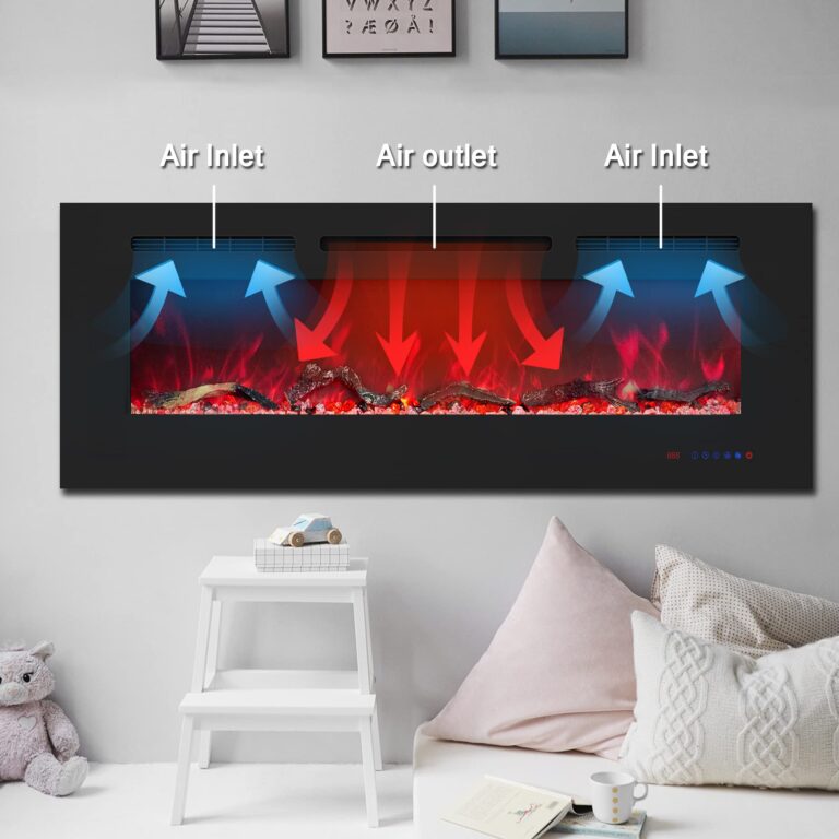 Kentsky 48 inches Electric Fireplace Inserts, Recessed and Wall Mounted Fireplace Heater, Linear Fireplace w/Thermostat, Remote & Touch Screen, Multicolor Flame, Timer, Log & Crystal, 750W/1500W - Image 5