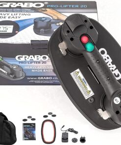 GRABO PRO-Lifter-20 Electric Vacuum Suction Cup (2021) For Tiles, Stone, Wood, Glass, Concrete Pavers, Drywall. Lifts up to 375lbs with Auto Shut-OFF Switch. Incl: 1 Battery,1 Seal, Charger, Carry Bag