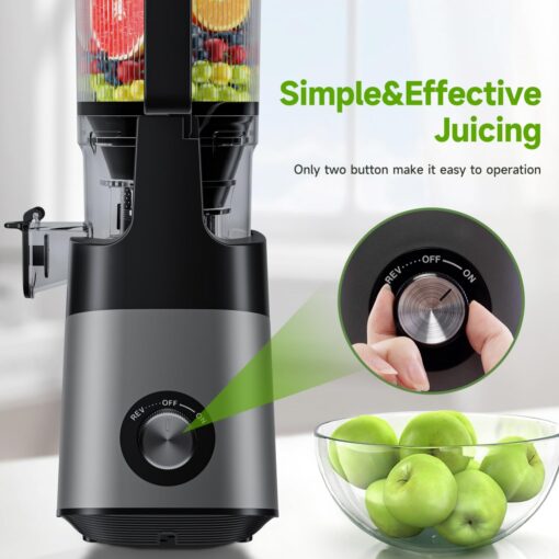 Cold Press Juicer, 5.8" Extra Large Feed Chute Fit Whole Fruits & Vegetables, 350W Slow Masticating Juicer Machines, Easy to Clean, High Juice Yield - Image 4