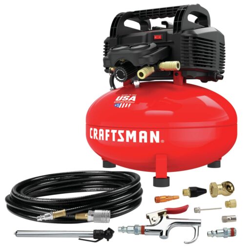 Craftsman Air Compressor, 6 Gallon, Pancake, Oil-Free (CMEC6150K) and Camco Blow Out Plug With Brass Quick Connect (36143) - Image 7