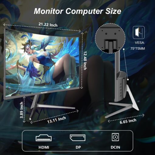 Raywego Gaming Computer Monitor (Curved-1K-180hz, Black, 24 inch) - Image 2