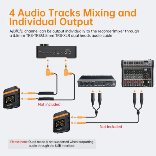 COMICA Vimo Q Wireless Lavalier Microphone System with 4 Transmitters and 1 Receiver, 4 Audio Tracks Individual Output, Noise Cancellation, 656' Range, Lav Mic for Camera, iPhone, Android, PC, etc - Image 8
