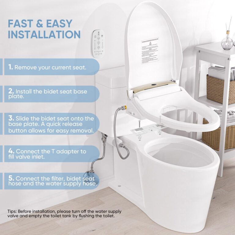 LEIVI Smart Bidet Toilet Seat with Wireless Remote and Side Panel, Multiple Spray Modes, Adjustable Heated Seat, Warm Water and Air Dryer, Auto LED Nightlight, Elongated - Image 6