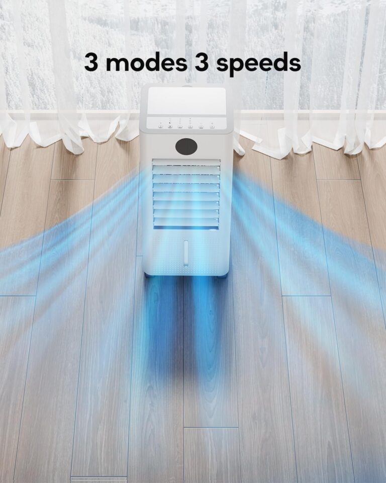 Portable Air Conditioner, Evaporative Air Cooler Windowless with Remote, 3 Speeds, 12H Timer, Oscillating Swamp Cooler for Bedroom, Living Room, Ivory - Image 2
