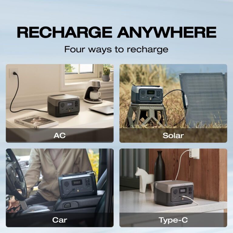 EF ECOFLOW Portable Power Station RIVER 2 with 45W Solar Panel, 256Wh LiFePO4 Battery/ 1 Hour Fast Charging, Up to 600W Output, Solar Generator for Outdoor Camping/RVs/Home Use - Image 3