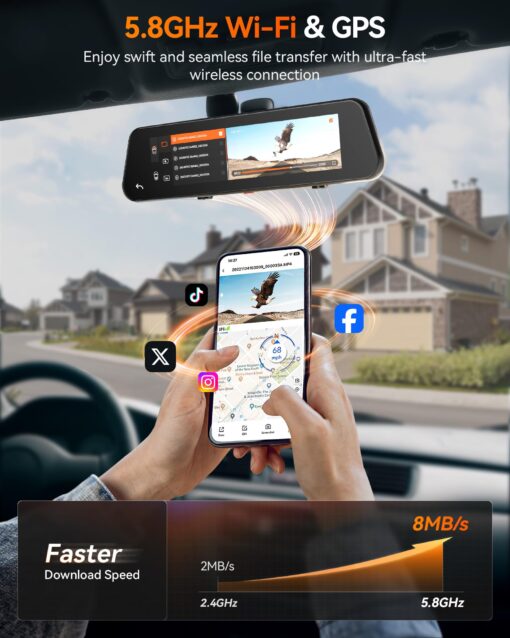 WOLFBOX G900 PRO Mirror Dash Cam with STARVIS 2 IMX678, 12 inches Rear View Mirror Camera with Front 4K and Rear 2.5K, Included 128GB Card, Voice Control, 5.8GHz WiFi, Loop Recording, G-Sensor & GPS - Image 4
