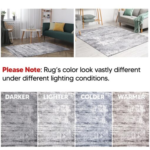 Keen Home Design Area Rugs - 9x12 Non-Shedding, Abstract Rugs for Kitchen, Living Room, Bedroom, Dining Room, Entryway - Size: 9'2" x 11'11", Abstract Cream/Grey - Image 4