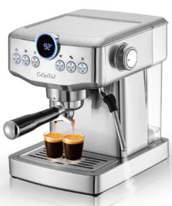 CoOptVal 20-Bar Espresso Machine & Cafetera Espresso – Fully Customizable Brewing (Temperature, Time, Volume, Steam) – Steam Wand & Milk Frother, Stainless Steel – Latte Machine & Cappuccino Machine