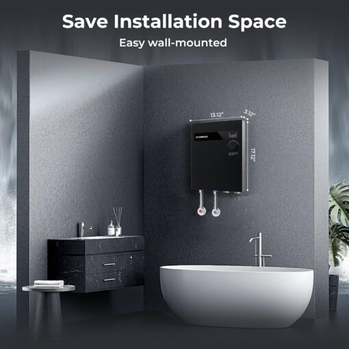 CAMPLUX Tankless Electric Water Heater 18kW, On Demand Hot Water Heater Electric with Digital Display 240V for Whole House Shower, Black - Image 6