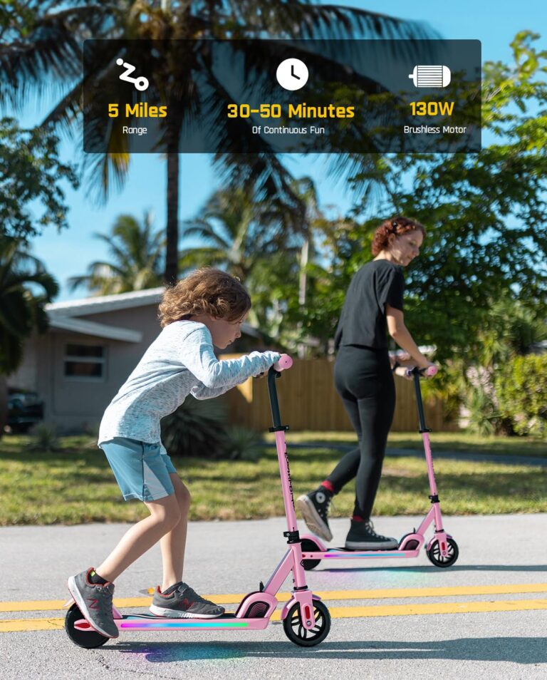 FanttikRide C9 Pro Electric Scooter for Kids 8-12, Adjustable Handlebar Height for Riders 3.9-5.2 ft, 132 lbs, Up to 40 min Continuous Time, 5 Miles Range, 3 Speed Mode 5/8/10 MPH, Pink - Image 7