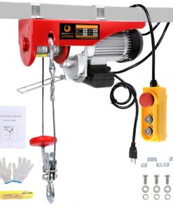 BEAMNOVA Electric Hoist 110-120v Overhead Engine Lift 110-120 Volt with Line 4.92 Ft Remote Control Switch Hook Strap Beam Mounting Bracket Gloves Pulley (2200lbs)