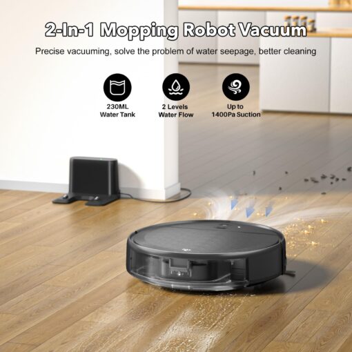 Robot Vacuum and Mop Combo, 2-in-1 Robot Vacuum Cleaner with Strong Suction, Compatible with APP/Home Integration, Schedule, Long battery life, Tangle-free, Ideal for Pet hair and Low Pile carpets - Image 7
