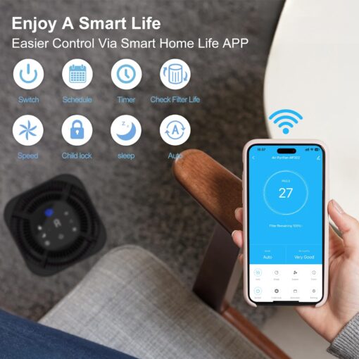 Dayette Air Purifiers for Home Bedroom Up to 2200 Sq Ft，H14 True HEPA Filter Smart WIFI Air Purifiers for Large Room,APP & Alexa Control Air Cleaner with for Allergies Pet Dander Smoke Dust - Image 7