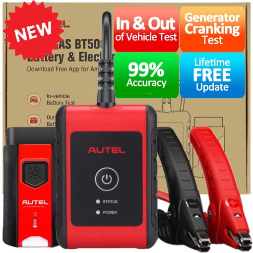 Autel Car Battery Tester 6v 12v MaxiBAS BT508, Cranking Ability Analyzer, Adaptive Conductance, AutoVIN, in-Vehicle/Out-of-Vehicle Tests, BAS Manager with BT VCI 200, Better BT506, Lite of BT608