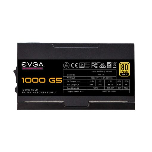 EVGA 1000 G5, 80 Plus Gold 1000W, Fully Modular, ECO Mode with Fdb Fan, 100% Japanese Capacitors, 10 Year Warranty, Compact 150mm Size, Power Supply 220-G5-1000-X1 - Image 4