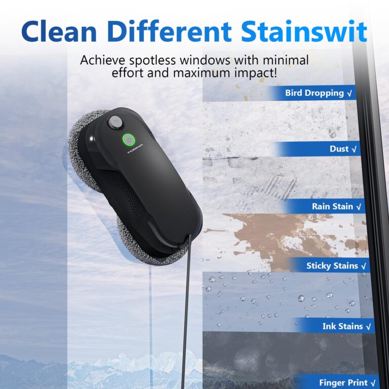 Tosima W5 Window Cleaning Robot, Dual Direction Auto-Spray Smart Window Cleaner with Triple Safety System, Smart Navigation, Remote Control, for All Smooth Surfaces, with 8 Rags, Black - Image 4