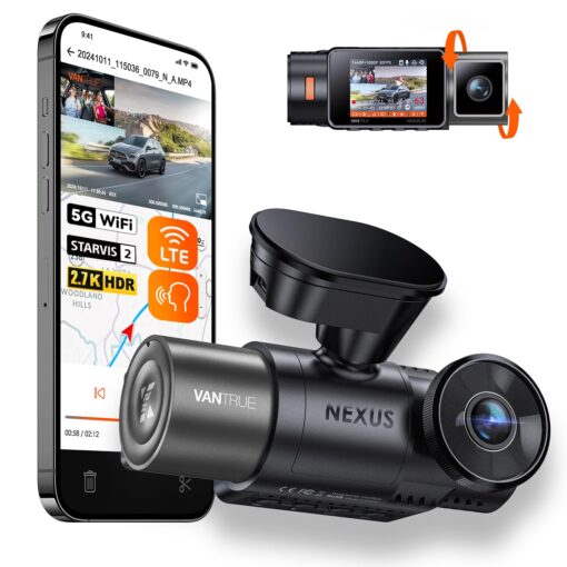 Vantrue N2X 2.7K Uber Dash Cam Front and Inside, 5G WiFi Dual Dash Camera for Car with HDR IR Night Vision, STARVIS 2, GPS, 2.5K/60FPS, LTE Support, 24/7 Parking Mode, Voice Control, Support 512GB Max