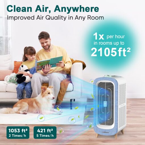 Jafända Large Air Purifiers for Home Pets, Pet Air Purifier up to 2105ft², Air Purifier for Allergies, True HEPA Air Filter Captures 99.97% of Pet Dander/Hair/Odors, Quiet Air Cleaner for Bedroom - Image 8