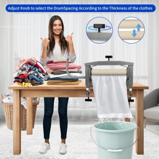 Clothes Wringer, Heavy Duty Off Grid Laundry Wringer for Chamois Cloth, Sponge, Thick Steel And Rubber For Durability - Image 7