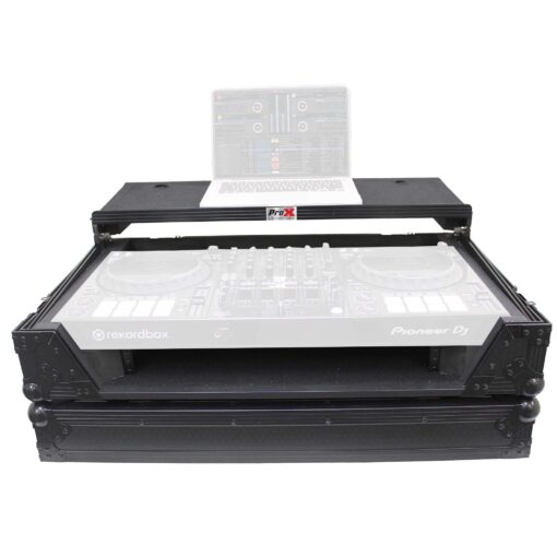 ProX Flight Case for Pioneer DDJ-1000 & DDJ-1000 SRT Digital Controller with Sliding Laptop Shelf & Wheels - Black on Black Design - XS-DDJ1000WLTBL