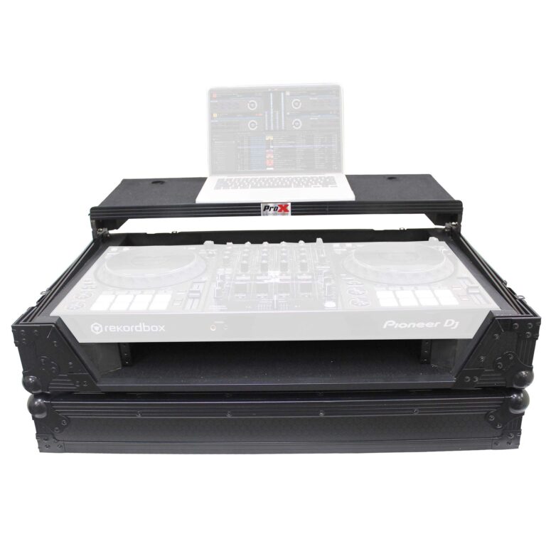 ProX Flight Case for Pioneer DDJ-1000 & DDJ-1000 SRT Digital Controller with Sliding Laptop Shelf & Wheels - Black on Black Design - XS-DDJ1000WLTBL