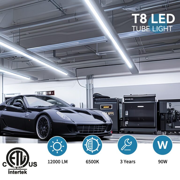 JESLED 10-Pack 8FT LED Shop Light Fixture, 90W 12000LM 6500K LED Tube Lights T8 Integrated, Linkable, Plug and Play, High Output, D Shape 3 Rows 300 Degree Lighting for Garage, Workshop - Image 8