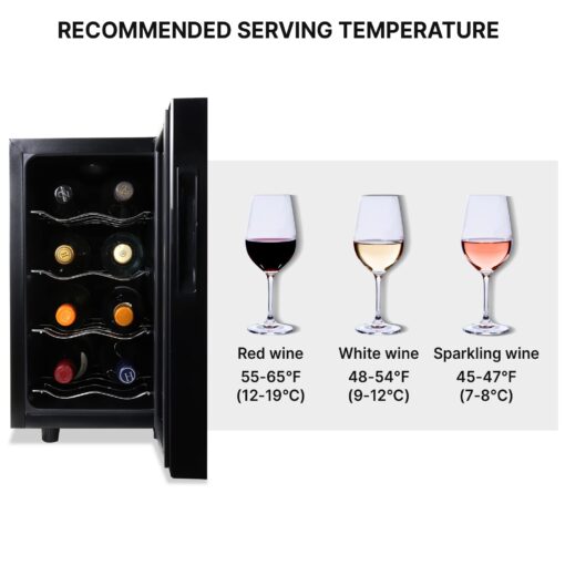 Koolatron 8 Bottle Wine Cooler, Black, Thermoelectric Wine Fridge, 0.8 cu. ft. (23L), Freestanding Urban Series Wine Refrigerator, Red, White and Sparkling Wine Storage for Kitchen and Apartment - Image 2