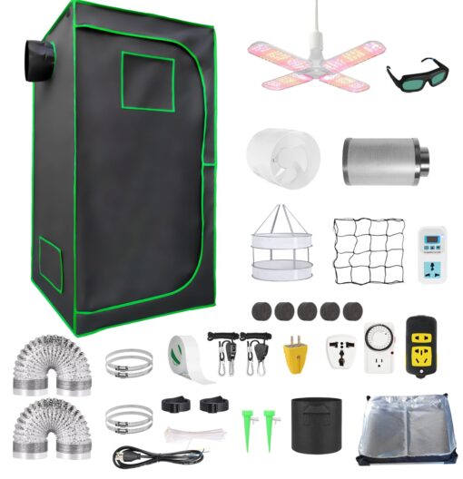 Grow Tent Kit, Complete 40" x 40" x 80" High Reflective Mylar Hydroponics Indoor Plant Growing Tent with LED Grow Light ，Carbon Filter ，Ventilaion Fan Growing System+Accesseries