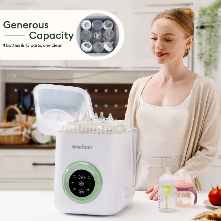 MOMFANN 4 in 1 Baby Bottle Washer with 2 Wash Time, Baby Bottle Sterilizer and Dryer, Save time & Effort, Easy to Use, Green - Image 3