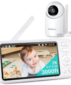 Jartoo 2K Video Baby Monitor with Camera and Audio, 3000ft Long Range Baby Monitor No WiFi 5.5" FHD Screen ANC Baby Camera Wireless, Room, Portable, Night Vision, 2-Way Talk, AI Cry Detect, 6000mAh