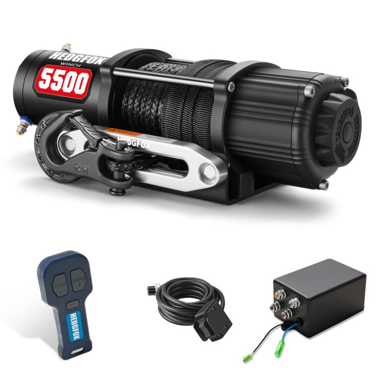 HEDGFOX UTV ATV 5500lb Electric Winch 12V Waterproof with Synthetic Rope Hawse Fairlead Kit for Offroad, Trailer Recovery Winch with Wireless Handheld Remote and Mini Rocker Control