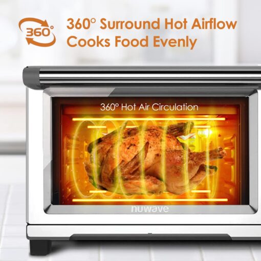 Nuwave Bravo XL Air Fryer Toaster Smart Oven, 12-in-1 Countertop Grill/Griddle Combo, 30-Qt XL Capacity, 50F-500F adjustable in precise 5F increments, Integrated Smart Thermometer, Linear T Technology - Image 8