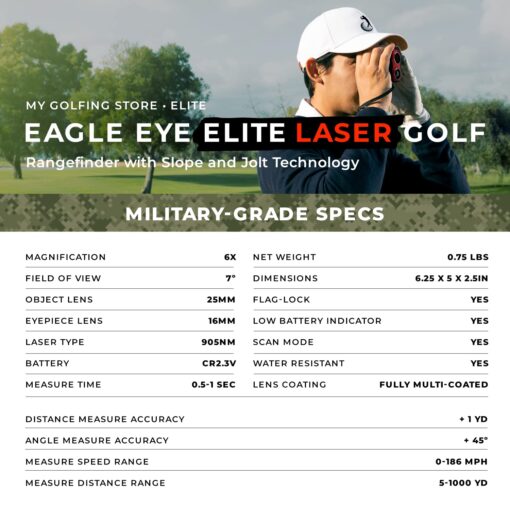 My Golfing Store Eagle Eye Elite Golf Rangefinder with Slope | Precision Laser Range Finder for Golfing | Magnetic Holder | with Batteries | Yardage Measuring Device | Accessories Included - Image 2