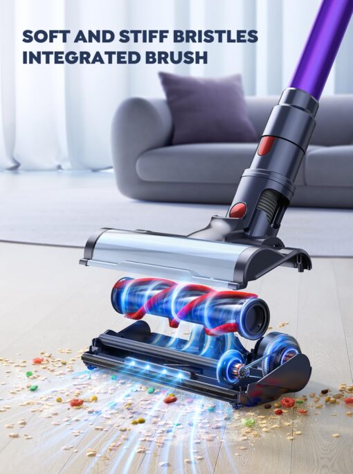 Cordless Vacuum Cleaner, 2 Batteries 110 Mins Runtime Vacuum Cleaners for Home, 40KPA 450W Stick Vacuum with Brushless Motor, Automatically Adjust Suction, Handheld Vacuum for Pet Hair/Carpet/Floor - Image 4