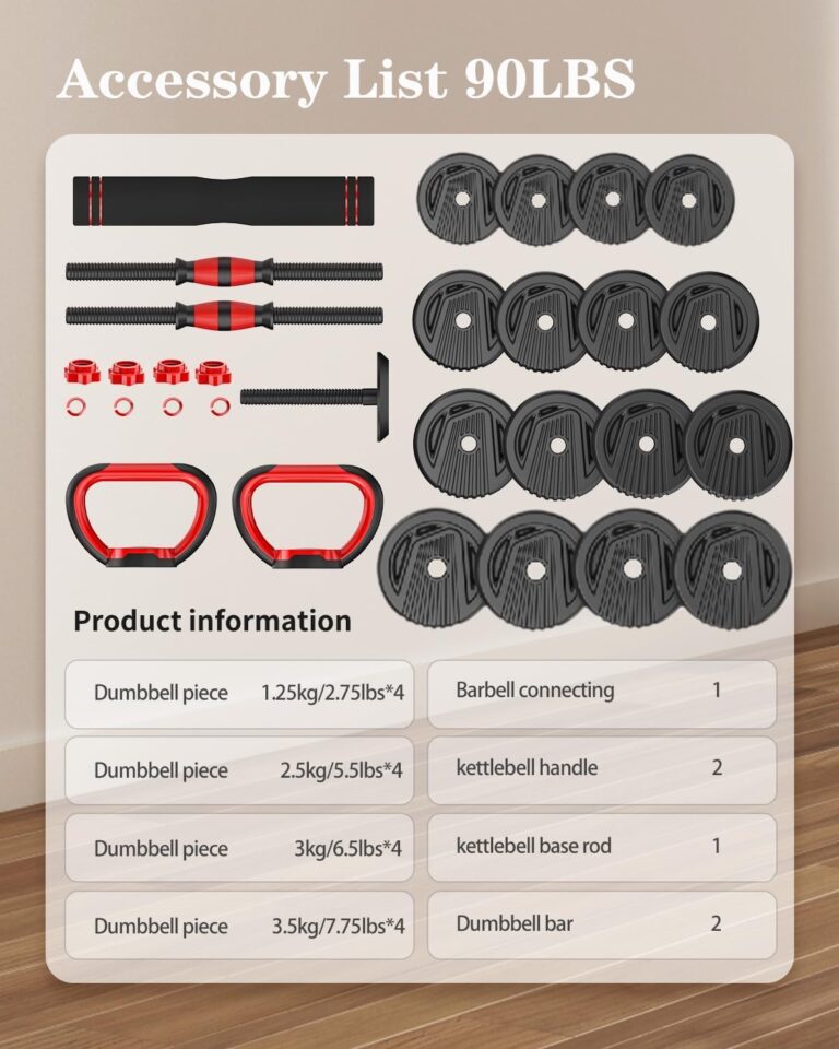 UNNMIIY Adjustable Dumbbells, 10/20/30/45/70/90lbs Free Weight Set with Connector, 4 in1 Dumbbells Set Used as Barbell, Kettlebells, Push up Stand, Fitness Exercises for Home Gym Suitable Men/Women(90LBS(45LBS PAIR)) - Image 5