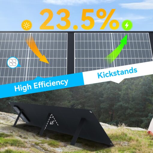 Ecosonique 200W Portable Solar Panel for Power Stations, Foldable & Lightweight with Kickstand, USB-C PD3.0 & USB-A QC3.0, MC4 & Multi-Output for Solar Generators, RVs, Camping, and Outdoor Use - Image 5