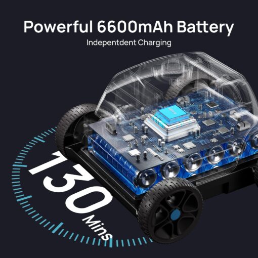Cordless Robotic Pool Vacuum, Above Ground Pool Vacuum,Powerful Suction&130mins Running Time,6600mAh Battery, Ideal for Flat Above Pools Up to 1300 Sq.ft - Image 8