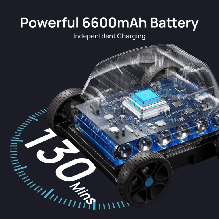 Cordless Robotic Pool Vacuum, Above Ground Pool Vacuum,Powerful Suction&130mins Running Time,6600mAh Battery, Ideal for Flat Above Pools Up to 1300 Sq.ft - Image 8