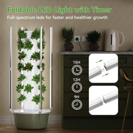 WEIMILOR Hydroponics Growing System, 28-Plants Indoor Vertical Tower Garden System Kit, Hydroponic Growing Tower with Tank & Visual Water Level, Hydroponic Germination Kit for Gardening Lover,7-Layer - Image 6