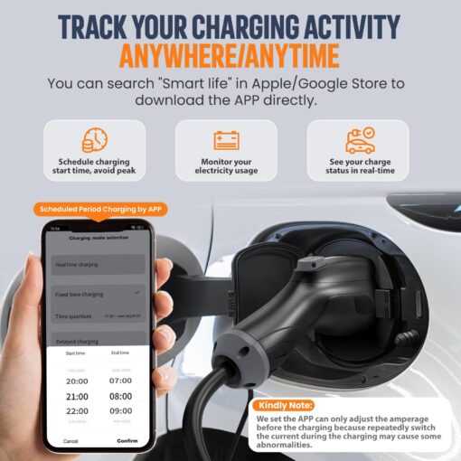 AIMILER Level 2 Electric Vehicle (EV) Charger(32Amp, 220V-240V, NEMA 14-50 Plug), 25ft Cable ETL Listed Portable Indoor/Outdoor EVSE SAE J1772 EV Car Charging Station w/Delay Timer, WiFi Enabled - Image 7