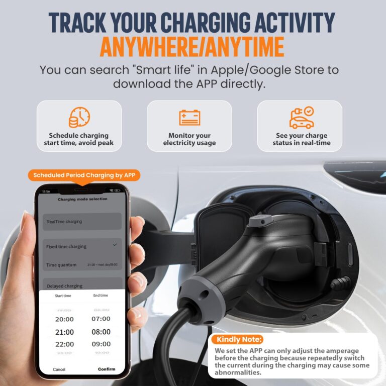 AIMILER Level 2 Electric Vehicle (EV) Charger(32Amp, 220V-240V, NEMA 14-50 Plug), 25ft Cable ETL Listed Portable Indoor/Outdoor EVSE SAE J1772 EV Car Charging Station w/Delay Timer, WiFi Enabled - Image 7