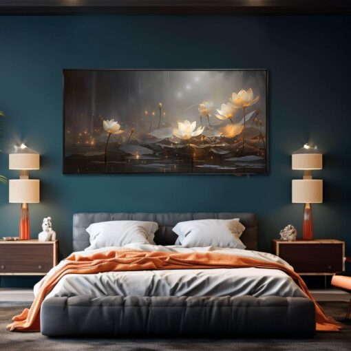 SDYA White Floral Wall Decor Gold Botanical Canvas Paintings Modern Artwork for Living Room Bedroom Office Home Decor 29"x58" - Image 6