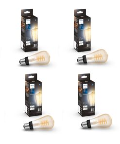 Philips Hue Smart 40W ST19 Filament LED Bulb - White Ambiance Warm-to-Cool White Light - 4 Pack - 550LM - E26 - Indoor - Control with Hue App - Works with Alexa, Google Assistant and Apple Homekit