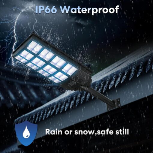 VOOJOY Solar Street Lights Outdoor - 8000W 4PACK Solar Lights Outdoor Dusk to Dawn, IP66 Waterproof Street Lights Solar Powered, Solar Lights for Parking Lots, Garage - Image 4